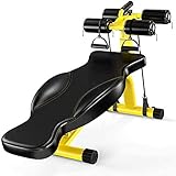 Trainingsbank, Hantelbank, Hantelbank, Sit-up-Fitnessgerät, Heim-Multifunktions-Hantelbank, faltbare Trainings-AB-Bank, für Ganzkörpertraining, Gelb, 113 x 38 x 73 cm