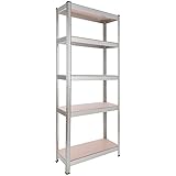 Arebos Schwerlastregal 180x75x30 cm | 350 kg Tragkraft | 5 MDF-Platten | Einfache Montage durch Stecksystem Regal Lagerregal Kellerregal Steckregal Werkstattregal | verzinkt
