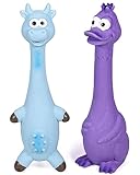 SCHITEC Quietschendes Hundespielzeug, 2 Pack Squeak Latex Spielzeug mit interaktivem Squeaker, Squeak Gummi Ente Huhn für Mittlere Kleine Hunde