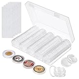 Münzkapseln, 100 Stück 30mm Münz Aufbewahrungbox, Klare Münze Kapseln mit Aufbewahrungsbox, Münzhalteretui Dichtung Münzhalter mit 5 Größen Weicher Schaumstoffringe Protect(17/20/ 25/27/ 30mm)