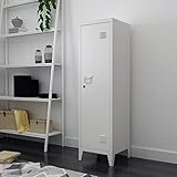 [en.casa] Einzelspind Kurikka Metallspind 137 x 38 x 38 cm abschließbar Schließfachschrank Metallschrank Garderobenschrank Weiß