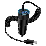 Zigarettenanzünder USB Adapter, AILKIN 3.4A Schnell Kfz Ladegerät mit 1.2M Spiralkabel USB C Ladekabel für Samsung Galaxy S24/S23/S22/S21/S20/A55/A15/A54/A14/Z Flip 6, Auto Ladegerät für iPhone 16/15