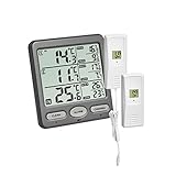 TFA Dostmann Trio Funk-Thermometer, mit 2 Sendern, wasserdichter Kabelsensor, ideal für Kühlgeräte/Aquarium/Pool, L 116 x B 24 (64) x H 126 mm