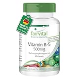 Fairvital | Vitamin B5 500mg - 60 Kapseln - Pantothensäure Kapseln - HOCHDOSIERT - VEGAN
