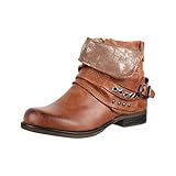 Elara Damen Biker Boots Nieten Stiefeletten Chunkyrayan 344 Camel-40