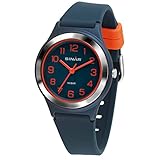 SINAR Jungen-Armbanduhr Jugend Sportuhr Fitness Analog Quarz 10 Bar wasserdicht Dunkelblau Orange XB-48-12