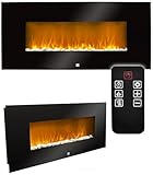 Elektrokamin Wandmontage 94cm – Elektrischer Kamin mit LED Flammeneffekt & Heizfunktion 2000W – Wandkamin mit Thermostat Timer & Fernbedienung – Design Kaminofen ohne Schornstein, Schwarz