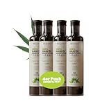 SANUUS Bio Hanföl kaltgepresst 100% ungefiltert 4x500ml - Rein aus Naturland Hanfsamen ungeschält Bio - Premium Hanföl Bio aus Deutschland zum Braten und Kochen - Reich an Omega 3-6-9 Fettsäuren