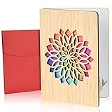 Vicloon Holzkarte aus Bambus, Hochzeitskarten Jahrestag Karten, Holz Geburtstagskarte, Einladung Karte Holz, Valentinstag Karte Holz, Premium Beste Kreative Geschenkkarte mit Umschlag(Brillante Liebe)