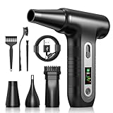 Elektrische Staubgebläse mit HD-Display - Electric Air Duster 200000 RPM mit LED-Licht, Mini-Gebläse mit Akku, Druckluftspray PC Reinigung, Luftgebläse für Tastatur, Haus, Outdoor, Auto, W06, Schwarz