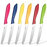 LAZAHOME Brotmesser,Brötchenmesser Set 6-teilig，Edelstahl - Brotmesser mit Wellenschliff，Bäckermesser，23.2 CM，Scharfe Messerklinge mit Ergonomischem Griff，Für verschiedene Brotsorten，Mehrfarbig