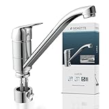 SCHÜTTE MB35210 LUCA abnehmbarer Wasserhahn für die Küche, Spültischarmatur Mischbatterie Unterfenster-Montage, Vorfenster-Küchenarmatur für die Spüle am Fenster, Schläuche flexibel, Chrom