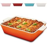 Auflaufform Groß aus Keramik - Extra Hoher Rand - Für Lasagne, Tiramisu & Auflauf - Orangerot