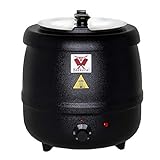 Beeketal 'SB600' Suppentopf 9 Liter mit herausnehmbarem Edelstahl Einsatz und kappbarem Deckel mit Löffelaussparung, elektrischer Profi Gastro Suppenwärmer (400W), stufenlos regelbar bis ca. 80° C