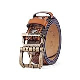 BISON DENIM Herrengürtel Leder Kleid Echtes Leder Classic Heavy Duty Schnalle Gürtel Casual für Jeans