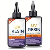 Candeon UV Harz Klar Set, 100g/200g/300g/500g Kristallklar Harter UV -Harz Kristallklares UV Kleber Transparent Epoxidharz, Schnell HäRtende UV Resin Hart Clear FüR Handwerk Schmuck Machen (200g)