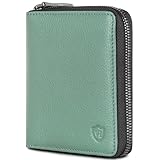 VON HEESEN Leder Geldbörse mit RFID-Schutz - Portemonnaie für Herren & Damen aus echtem Leder - Wallet mit Münzfach - Geldbeutel für Männer und Frauen in Türkis (Silver Pine)