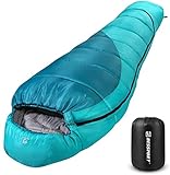 Bessport Schlafsack Winter Outdoor, 10 °C - 7 °C Mumieschlafsack für 3-4 Jahreszeiten, 400g/㎡ Winterschlafsack, Kleines Packmaß & Ultraleicht Schlafsack,Camping und Trekking