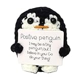 Gestrickter Pinguin – niedlicher Plüschpinguin mit inspirierender Note, positive Pinguinpuppen, handgefertigt, bezaubernder Pinguin, Sammlerstück, gehäkelte Pinguin-Figur für D