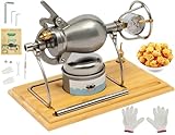 Nostalgische Chinesische Popcornmaschine, Mini Druck Puffreis Knalle Popcorn Maschine Maker, Handkurbel Retro Popcorn Machine aus Edelstahl für zu Hause(Silber,400ml)