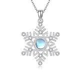 CUPENDA Schneeflocken kette Halskette 925er Sterlingsilber Schneeflocken Mondstein Anhänger Halskette Weihnachts Schmuck für Damen