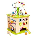 Hape Motorikwürfel „Kleine Tierchen“ - aus Holz, Multifunktions-Spielwürfel, Lernspielzeug aus Holz für Kleinkinder, fünfseitiges Busy Board, Montessori Spielzeug für Kinder ab 1 Jahr
