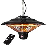 DEMA Deckenheizstrahler 1500 W – Elektroheizer mit 3 Stufen und Fernbedienung, Heizgerät für schnelles Aufheizen