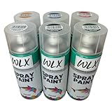 WLX Sprayfarben-Set. 6-Farben-Set je 400 ml. Schnelltrocknende glänzende Sprühdosen. Spraydose. RAL-Farben: Schwarz (9005) Weiß (9003) Blau (5017) Grün (6016) Rot (3020) Gelb (1003)