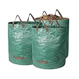 kelav 3 Stück Gartenabfallsack 272L Foldbar Großvolumen, Stabiler Gartensack Laubsack aus 150GSM Polypropylen, Wiederverwendbar 67x76cm
