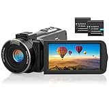 Videokamera 1080P 36MP Camcorder, Vlogging Kamera 30FPS 16X Digitalzoom für Streaming-Videoaufzeichnung, Tiktok, YouTube, Videokamera mit IR-Nachtsicht, 3,0-Zoll-IPS-Bildschirm, 2 Batterien