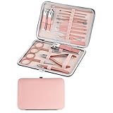 DOETYD 18-in-1-Maniküre-Set, professionelle Nagelknipser, Schere, Edelstahl, Nagelpflege-Werkzeug, Augenbrauenpflegeset, tragbares Reise-Pediküre-Set mit luxuriösem Lederetui für Männer und Frauen