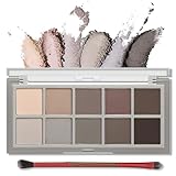 Erinde 10 Farben Glitter Lidschatten Palette, Schwarz Smokey Eyes Set, Matte Eyeshadow Palette, Natürlich Nude Lidschattenpalette, Wasserfest Koreanische Augen Makeup Set mit Pinsel for Thanksgiving