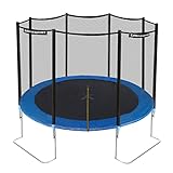 Ultrasport Gartentrampolin Jumper, Ø 366 cm, inkl. Sprungtuch, Federn, Sicherheitsnetz, gepolstertem Netzpfosten und Kantenschutz, wetterfest, bis 150 kg belastbar, Blau