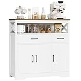 HOCSOK Sideboard, Küchenschrank mit 2 Schubladen und 3 Türen, Küchenkommode, Buffetschrank mit Arbeitsplatte für Wohnzimmer Esszimmer, Verstellbare Ablage, 105x100.5x39.5cm