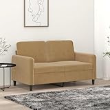 Massbinet Modern Sofa Bequemes Wohnzimmer Big Sofas mit Kissen Modernes Couch fürs Büro Schlafzimmer 2-Sitzer-Sofa Braun 120 cm Samt