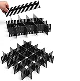 Flytianmy 18 Stück Schubladenteiler, Verstellbare Schubladen Organisers Separatoren für Unterwäsche, Socken, Kosmetik, Schlafzimmer, Büro, Schwarz