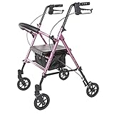 Rollator Walker Höhenverstellbar mit Rädern Gepolsterte Sitzbremse und Rückenlehne - Faltbare Mobilitätshilfe für Senioren und Behinderte - Aluminiumrahmen