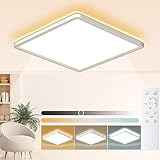 Wholede LED Deckenleuchte Flach Dimmbar, 24W 3240LM LED Lampe mit Fernbedienung, 3000K-6500K Ultra Dünn Quadrat Deckenlampe für Wohnzimmer Küche Flur Schlafzimmer Badezimmer, Ø29cm