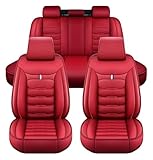 ZARUXCHA Auto Sitzbezüge für Renault Megane 4 /Megane 5 /Dokker, Leder Autositzbezüge Sets, 5 Sitzer Schonbezüge Sitzschoner Vorne Hinten Wasserdicht Sitzauflage Accessories(F(Red))