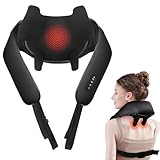 Schnurloses Nackenmassagegerät mit Wärme – Shiatsu-Nacken- und Rückenmassagegerät zur Schmerzlinderung, Tiefengewebe, wiederaufladbares 6D-Knet-Bein-Schulter-Massage, Geschenke für Frauen, Männer,