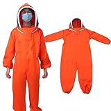 ANKROYU Professioneller orangefarbener Imkeranzug Ganzkörperschutzkleidung atmungsaktives EIN Stück Bienenzucht mit Mesh Motor für die Bühnenarbeit Polyester Baumwollmaterial Größe (XXL)