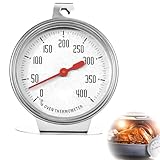 Thermometer Für Elektroherd,Ofenthermometer Für Backofen,Messbereich 0°c Bis 400°c Edelstahl Ofenthermometer,Backofenthermometer Für Gasherd,Mit Großem Zifferblatt Zum Backen BBQ & Kochen