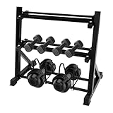 3 Ebenen Hantelständer Hantelablage, einstellbarer Breite Langhantelständer Hausgym-Organisator, Multifunktionale Gewichts Aufbewahrungsregal Tragfähigkeit 300kg, Platzsparender 100x53x87 cm