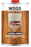 Premium Leinöl-Firnis - 1 Liter - harzfrei, natürlicher Holzschutz für Innen- und Außen, Ideal als Holzöl zur Verbesserung der Haltbarkeit – Craft Colors WOOD Made in Germany