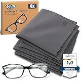 TiefenRein Brillenputztücher Mikrofaser 4X Grau - 20x20cm Extra Weich – Bildschirm Reinigungstücher, Brillenputztuch Groß, Microfaser Brillenputztuch für Klare Sicht und Sanfte Pflege der Brille