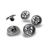 10 Stück Dirndl Knöpfe altsilber aus Metall Blume Enzian 12mm made in Germany