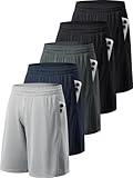 miijoory 5er Pack Sporthose Herren Kurz Hosen Sport Shorts mit Taschen Schnell Trocknend Trainingshose Laufhose für Gym Basketball Fitness(XL,Schwarz, Schwarz, Dunkelgrau, Dunkelblau, Hellgrau)
