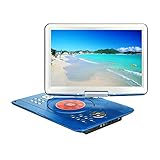 YOOHOO 16.9' tragbarer DVD Player für Auto und Kinder mit Bildschirm 14.1' HD Bildschirm,mit akku,unterstützt alle Regionen, mehrere Regionen, Auto DVD Player für Kinder, Kopfhörer/SD/USB,Blau