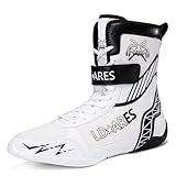 Hiuzylqx BoxenSchuhe Herren Ringerschuhe rutschfeste High Top Atmungsaktives Athletische Bequeme Boxstiefel Wrestlingschuhe,Weiß,39 EU