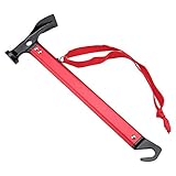 Yosoo Hammer für Zelte, Multifunktionswerkzeug mit Aluminiumgriff, Hammer und Haken-/Heringzieher in einem, für Camping, Outdooraktivitäten, rot